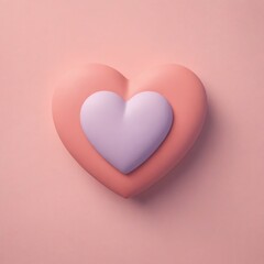 Whimsical 3D Heart Icon in Soft Clay Cartoon Style