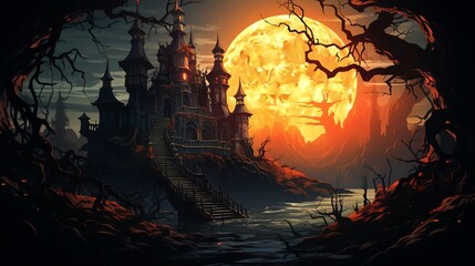 A once majestic castle crumbling from within, with dark vines and swirling shadows representing the weight of depression