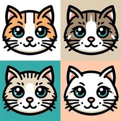 Fototapeta premium Cat Face Vector Art Illustration 