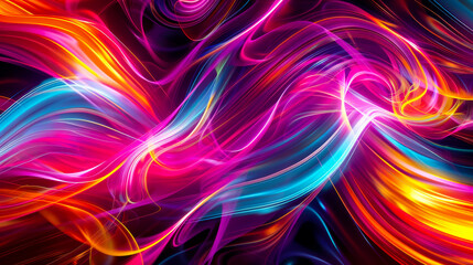 Vibrant Abstract Color Waves in Motion. Dynamic and colorful abstract art depicting flowing waves of light in bright, vivid hues.
