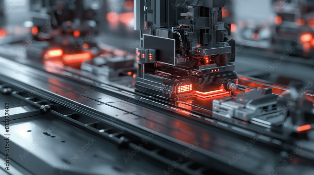 Aufkleber high-tech automated production line in a factory.