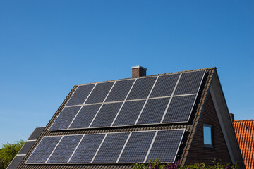 Pitched-roof mounting systems with framed PV modules as solar energy and photovoltaic installations concept.