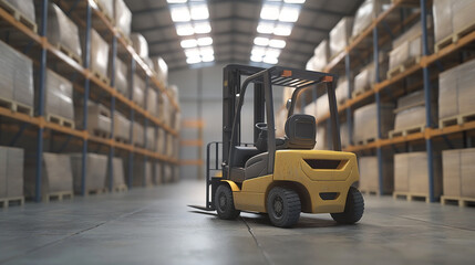 Forklift transporting goods in a warehouse