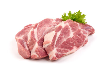 Chilled pork buston butt, isolated on white background.