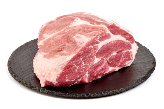 Chilled pork buston butt, isolated on white background.