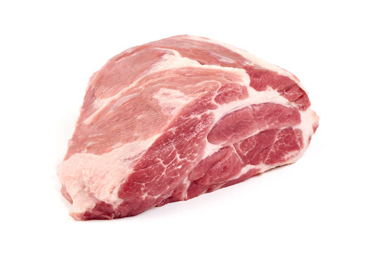 Chilled pork buston butt, isolated on white background.