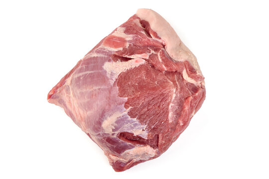 Raw pork shoulder isolated on white background.