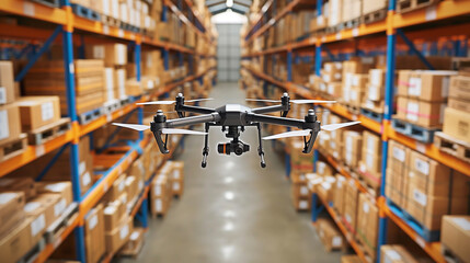 Automated inventory drones counting stock in a warehouse