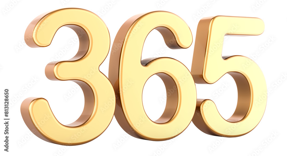 Fototapete golden 365 number. 3d rendering isolated on transparent background