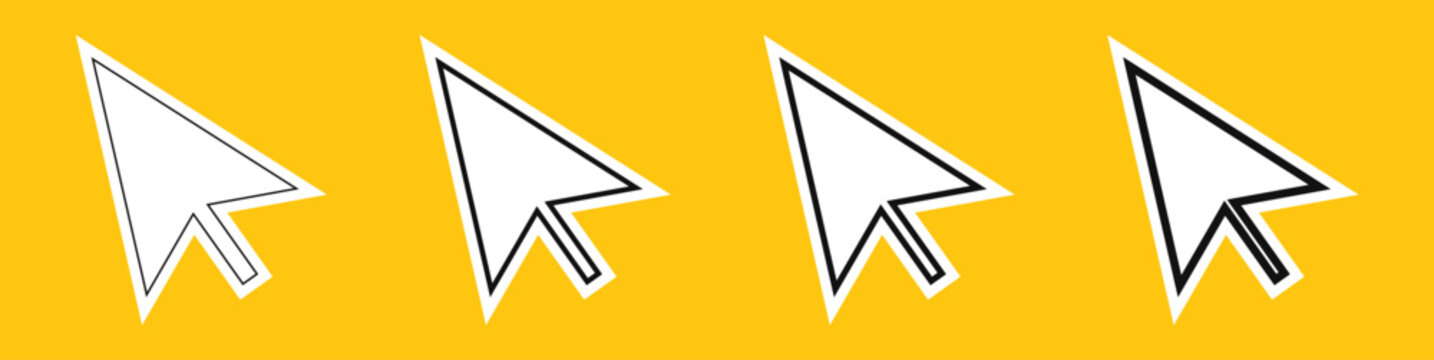 Click cursor sticker icon. Computer mouse pointer vector arrow