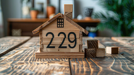 Model house and wood blocks on tab
