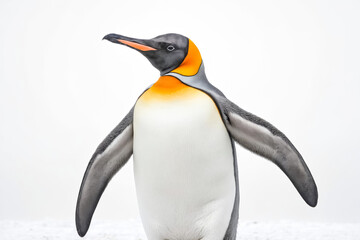 Fototapeta premium King penguin standing in snow, close-up