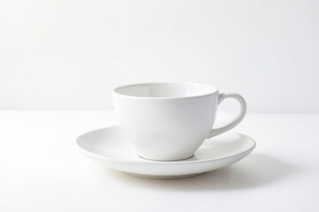 Obraz premium White cup and saucer on a white table
