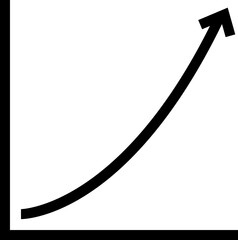 Growing bar graph icon. Business graphs and charts black line vector isolated on transparent background. Statistics and analytics . Statistic and data, charts diagrams, money, down or up arrow.