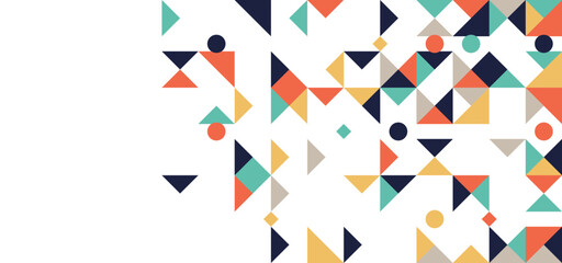 Obraz premium Abstract geometric pattern design in retro style. Vector minimalist style cover template with vibrant perspective geometric. Trendy covers design. Minimal geometric shapes, poster, cover, banner