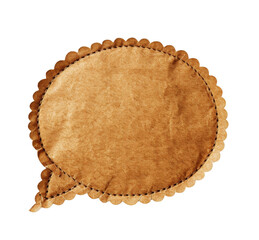 Brown Paper Speech Bubble on White Background