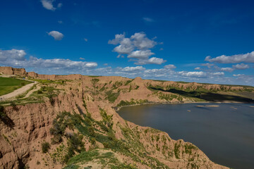 Obraz premium photographs of beautiful landscapes with lagoons and white clouds,