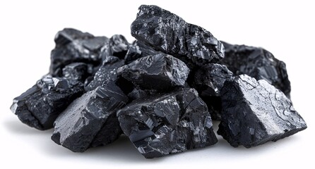 Fototapeta premium High-Quality Photograph of Black Coal Pile on a White Background for Stock Image Use