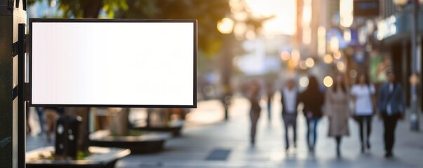 Blank billboard in a city street at dusk