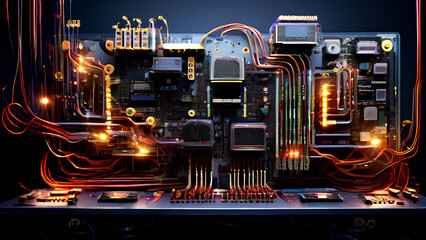 Obraz premium Delicate Flutter - Motherboard Components in Air, Symbolizing Intricate Network