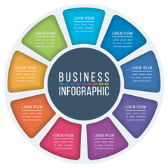 Infographic circle design 9 Steps, objects, elements or options business information