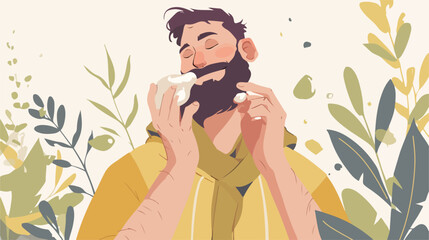 Man applying cosmetic clay mask on his face cartoon