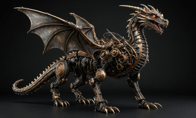 Mechanic Dragon art. Animal Robot Steampunk style
