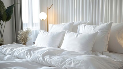 Admire The Cleanliness And Beauty Of A Bed Made Up With Clean White Pillows And Bed Sheets, Creating A Serene Atmosphere In The Beauty Room