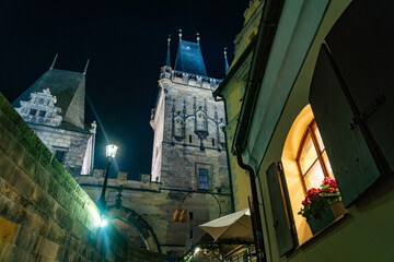 Naklejka premium Close-up at lesser town Bridge Tower, Prague, Czechia