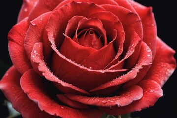 Nature's Jewels: Capturing Droplets on a Vibrant Red Rose