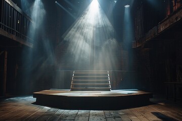 Theatrical Stage Scene with Spotlight and Empty Auditorium