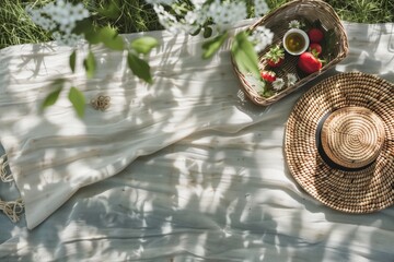 Outdoor Blanket Relaxed Slow Living, Outdoor Picnic Table, Boho Together With Friends in Nature | Rustic Cottagecore