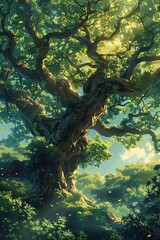 Majestic Tree of Life: A Fantastical Forest Scene