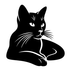 Black silhouette of cat , vector black color silhouette