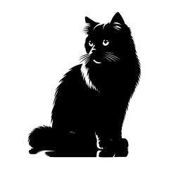 Black silhouette of cat , vector black color silhouette