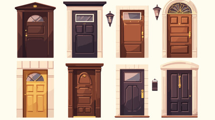 Mockups set of classic interior and front doors of