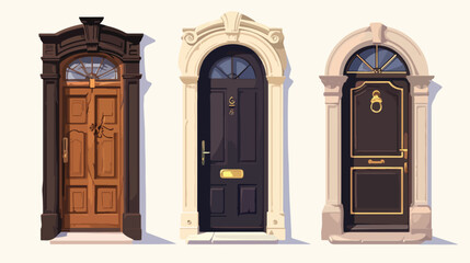 Mockups set of classic interior and front doors of