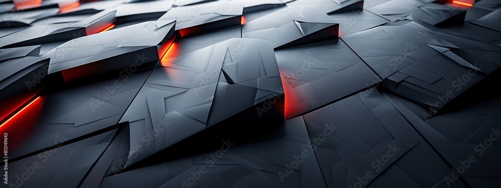 Poster high-tech abstract art with neon red design elements