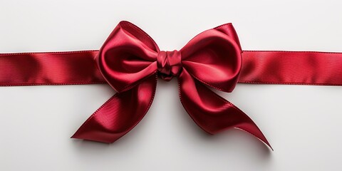 Elegant Red Ribbon on White Background, Perfect for Gifting and Decorations