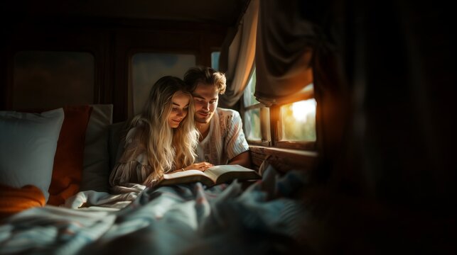 Casal meditando juntos, crescendo espiritualmente com f&eacute; e esperan&ccedil;a, biblia e livros