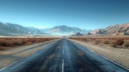 Desert Highway: Empty Road in a Scorched Landscape