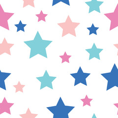 Vector seamless pattern swirl multicolored background Hand drawn doodle elements in navy, pink and purple soft tones on white background. Festive Stars Wallpaper.
