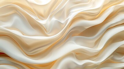 Obraz premium Close-up of rippled beige silk fabric with soft folds.