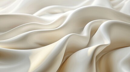 Obraz premium Soft and smooth cream silk fabric with elegant wavy folds.