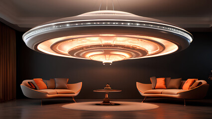 UFO-Inspired Ceiling Fan: Deluxe 3D Rendered Decoration for Room Interior