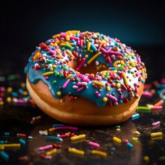 donut with icing and sprinkles