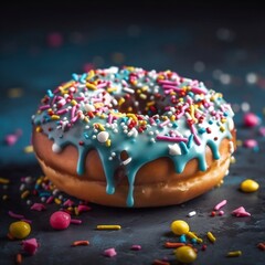 christmas donut with icing and sprinkles