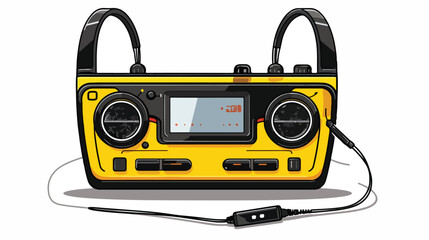 Old fashioned retro black and yellow audio player w