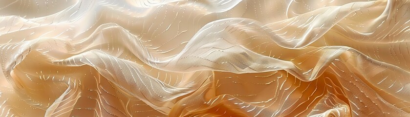 Abstract image generated by AI. The photo shows smooth curved lines of beige and cream color, resembling a flowing fabric.