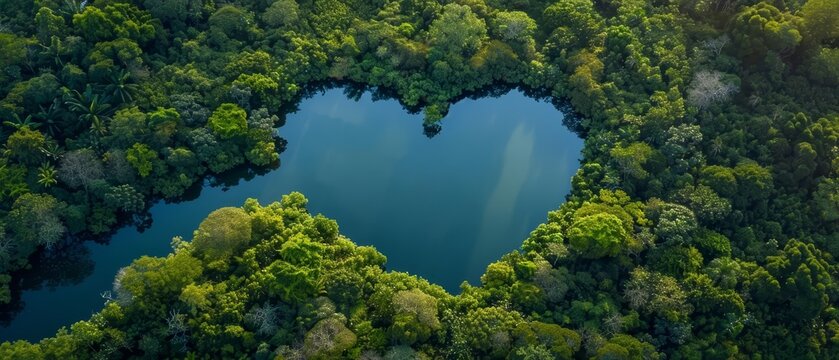 A heartshaped oasis in pristine nature speaks to the urgent need for environmental conservation